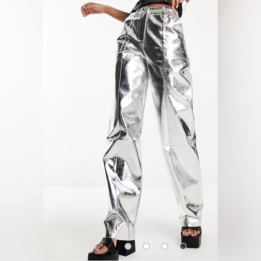 🪩 4th & reckless silver metallic pants 🪩